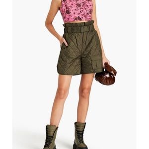 NWT👗 GANNI Womens Kalamata Quilted High Rise Shorts SZ-34